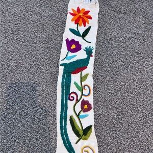 Vintage Handmade Mexican Otomi Embroidered Table / Bed Runner, Belt, Wall Art